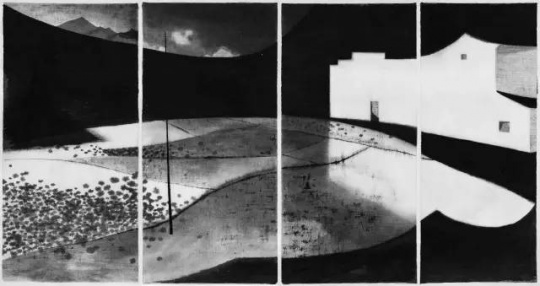 沈勤 《黑·村 11.15》（四聯(lián)） 130x267cm   紙本水墨 ?  2015