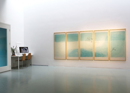 沈勤  《漁莊秋霽》 140x345cm 水墨設(shè)色紙本 2013
