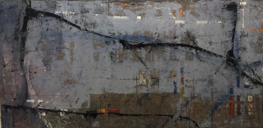 《標(biāo)識空間》 105×205cm 鋼網(wǎng)油畫 2013
