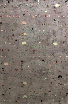 《粉紅底色上的色彩》 152×105cm 鋼網(wǎng)油畫 2010
