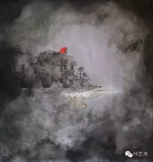 何振華《渡江計劃2015之十九》78×73cm 絲面水墨 2015
