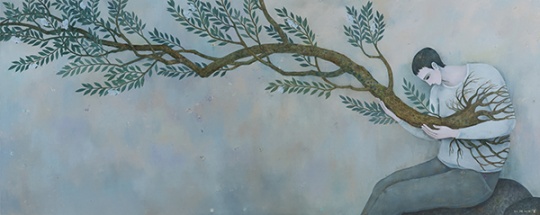 《樹生長(zhǎng)的聲音》 120×300cm  布面油畫 2015

