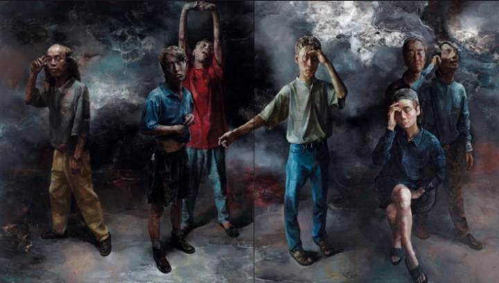 范勃  《疑是故人歸》（兩聯(lián)作）175×157cm×2  布面油畫  1999  成交價(jià)：172.5萬(wàn)元  中國(guó)嘉德秋拍
