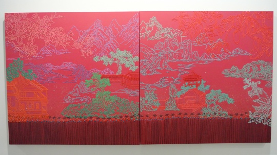 高思樺 《紅色的風(fēng)景》150×150cm×2 布面丙烯 2015 推薦人：王春辰
