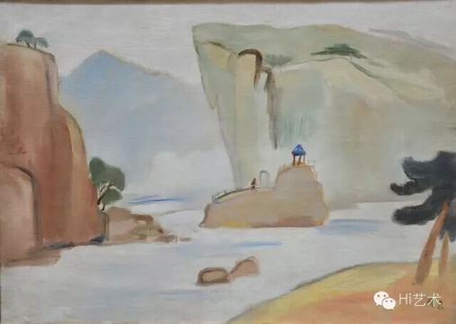 關良《山水涼亭》 57x80cm 油彩畫布 1940
