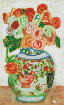 梅原龍三郎 《 薔薇圖 》  65.4x39.5cm 油彩 1940 東京國立近代美術館藏

