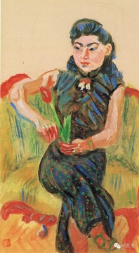 梅原龍三郎 《姑娘》 73.1x40.1cm 油彩 1942 東京國立近代美術館藏
