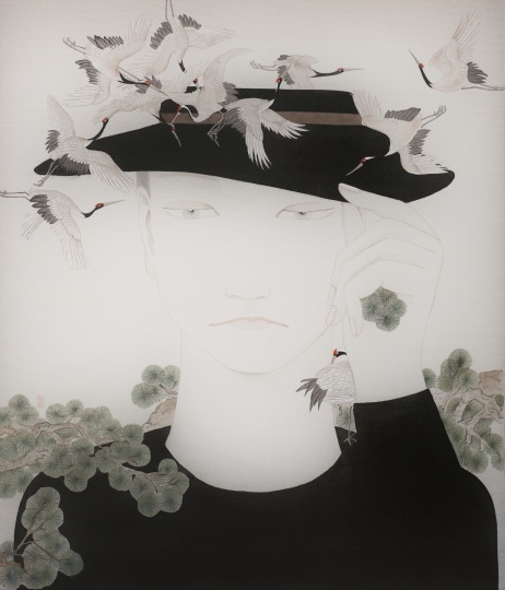 《棲鶴》 40×34cm 絹本設(shè)色 2015
