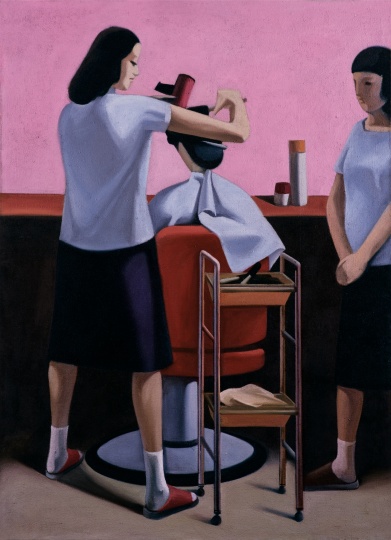 耿建翌《85年夏季第一個進(jìn)入美容廳的女人》184.5×134.5cm,1992年由藝術(shù)家復(fù)制。

                               香港保利2015秋季拍賣會《中國及亞洲現(xiàn)當(dāng)代藝術(shù)專場》LOT212,圖錄名稱為《耿建翌1986年作理發(fā)》 
