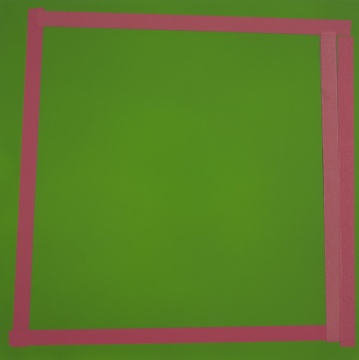 蘇藝  《PH-線框-粉紅-疊層》 70×70cm 木板綜合材料 2013
