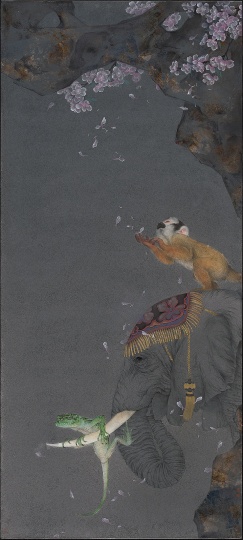 李娜 《游園驚夢3》 145x65cm  紙本綜合  2015
