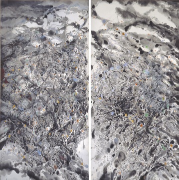 王無邪  《天地情之一（雙聯(lián)作）》 200×200cm  設(shè)色紙本  2007 成交價(jià)：87.5萬港幣  由歐洲收藏家競(jìng)得
