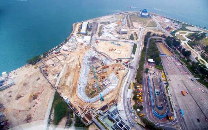 2016年2月M+ 大樓建筑地盤鳥瞰圖
