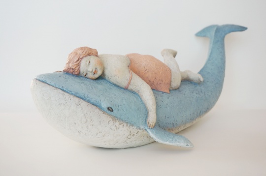 蕭蕭 《胖女圓圓-大魚》 16×20×47cm 銅著色 2016年