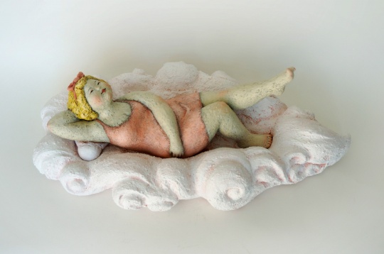 蕭蕭 《胖女圓圓-云之上》 19×22×47 銅著色 2016年
