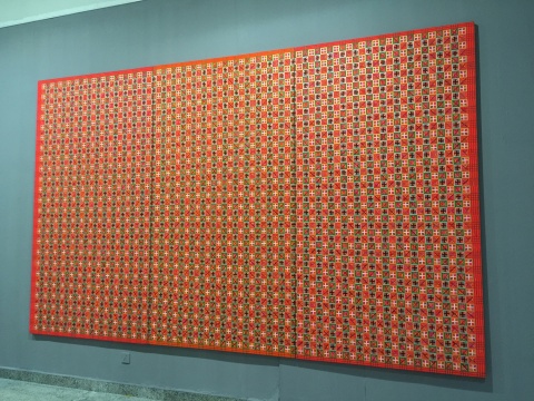 《十示 2002-2》 260 x 140 cm x 3  成品布上丙烯  2000
