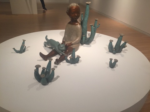 李偉&劉知音 《夏花》 67×25×61cm（人物尺寸） 鑄銅化學著色 2016
