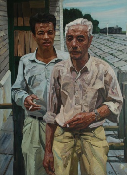劉小東《父子情深》 130×397cm 油畫 1989
