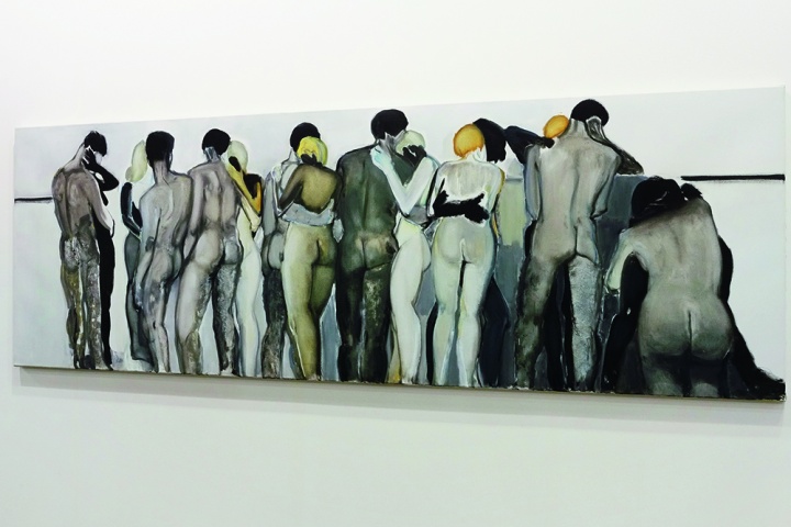 由龍美術(shù)館收藏的作品 Marlene Dumas 《Love your neighbor》 100.3 x 300.4 cm  布面油畫 1994
