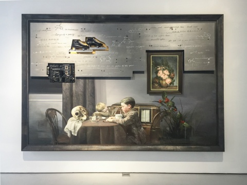《調(diào)頻》 布面油畫裝置 318×216×12cm 2015-2016