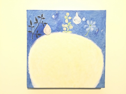 《露珠》 30×30cm 油畫、珍珠 2015
