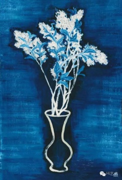 常玉 《藍(lán)色背景的盆花》 72.5×46.5cm 布面油畫 1956  成交價：3933萬元
