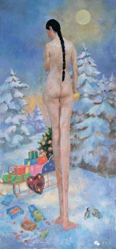 王音 《月是故鄉(xiāng)明》 320×150cm 布面油畫 2008  成交價：207萬元  刷新藝術(shù)家拍賣紀(jì)錄
