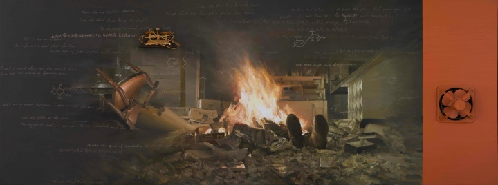 《汽車旅館》 150×400cm 布面油畫裝置 2014
