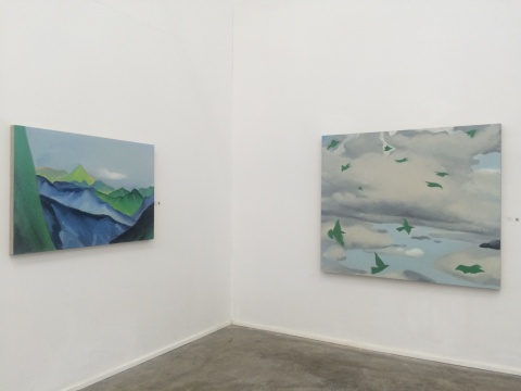 張艷娜 《山》 80cm×120cm 布面油畫 2013、《飛鳥》 160cm×130cm 布面油畫 2013