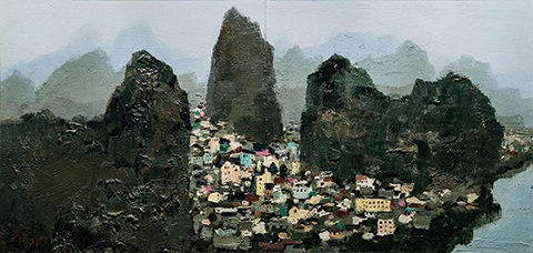 吳冠中  《桂林》  43×88cm  木板油畫  1970-1996

成交價：2300萬元  北京保利2016春拍 
