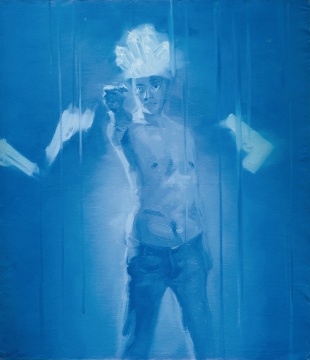 謝南星 《拿槍的自畫像》 148×128cm  布面油畫  1997  成交價：151.8萬元  北京匡時2016春拍
