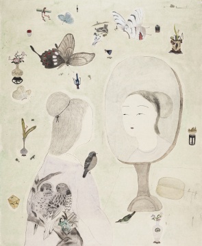 王濛莎《 彼岸花之二》 98 x 80cm 紙本設(shè)色 2015
