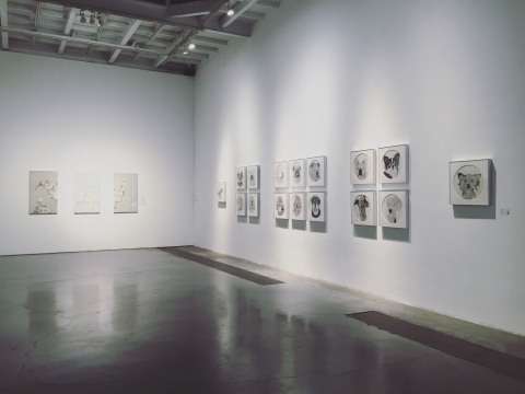 中間展廳懸掛李軍的作品
