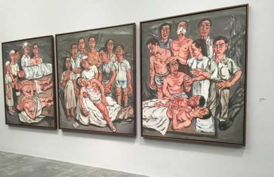 《協(xié)和三聯(lián)畫之二》180 x 460 cm  布面油畫  1992  ? 曾梵志工作室