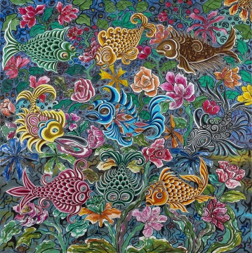 《37億年系列之九尾嬉紅圖》 150×150cm 布面丙烯 2016

