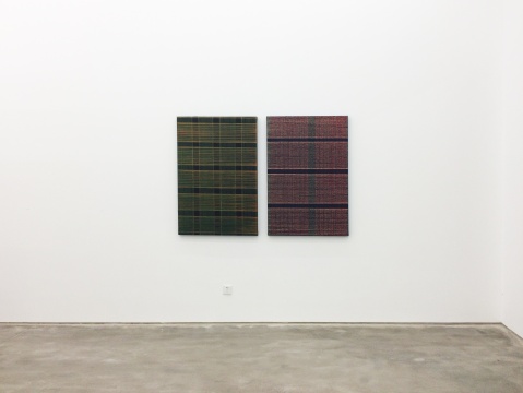 遲群 《相交-綠橘 & 紅灰》120x80cm，120x80cm 布面油畫 2016
