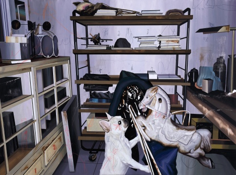 《居家示范.F-荳與塑膠馬》 97×130cm 布面丙烯 2016
