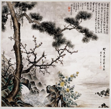 何香凝 《高松立海隅》 135×140cm 設色紙本 1960
