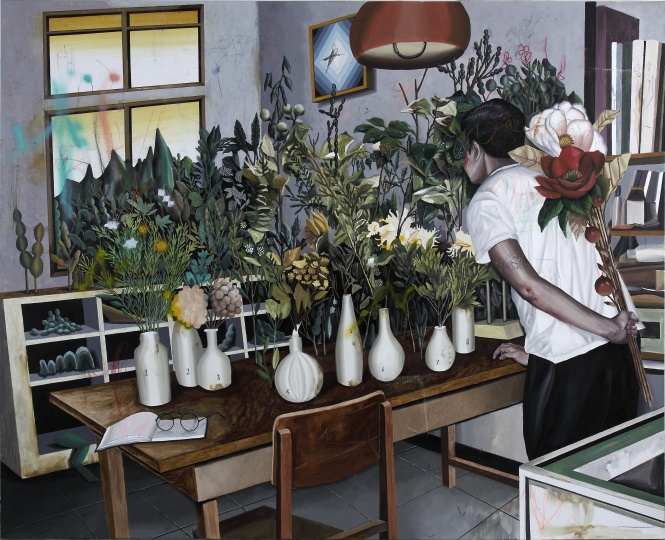 《植物學(xué).C-賞花》 82×227cm 布面油畫 2016
