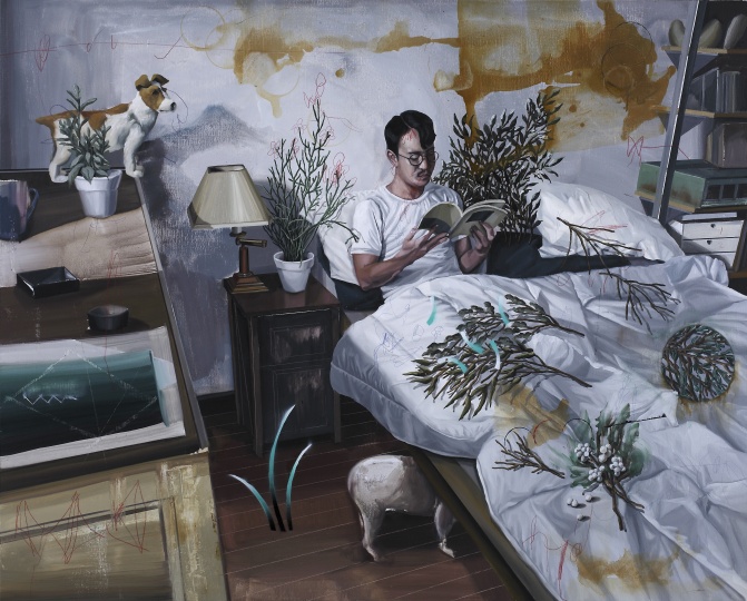 《植物學(xué).L-枕邊植物書》 130×162cm 布面油畫 2016
