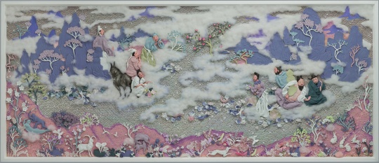 《八仙》 120×250cm 陶瓷、綜合材料 2016
