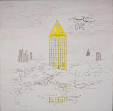 《新山海經(jīng)- 黃浦云霄圖》50x50cm  布面丙烯 2017
