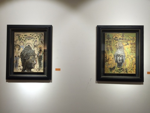 《平方之屈》80×60cm 布面油畫 2017、《萬佛朝宗》80×60cm 布面油畫 2016