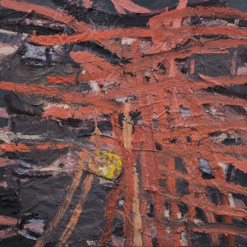 李向陽《爽朗》 120x120cm 布面油彩 塑料布 塑料 2017
