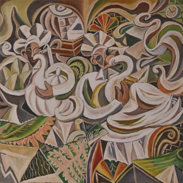 廚師和白鵝，150x150cm，布面油畫，2014
