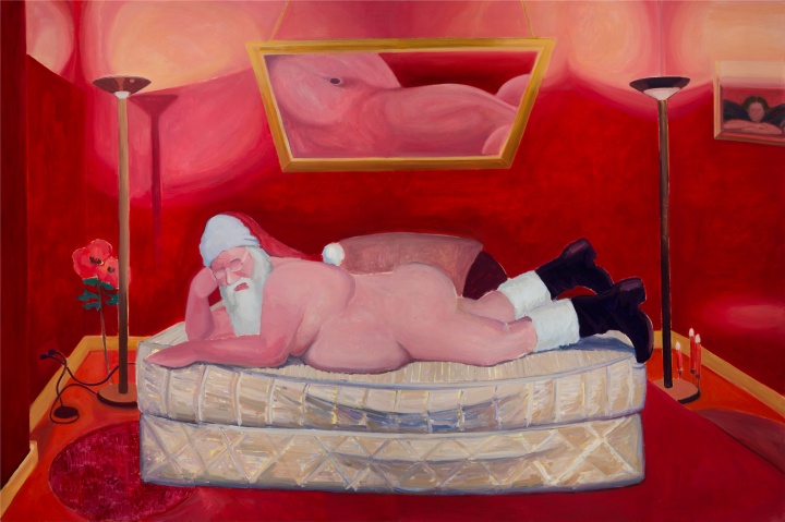 《關(guān)于男人女人男人體的自畫像》 200×300cm 布面丙烯 2016

