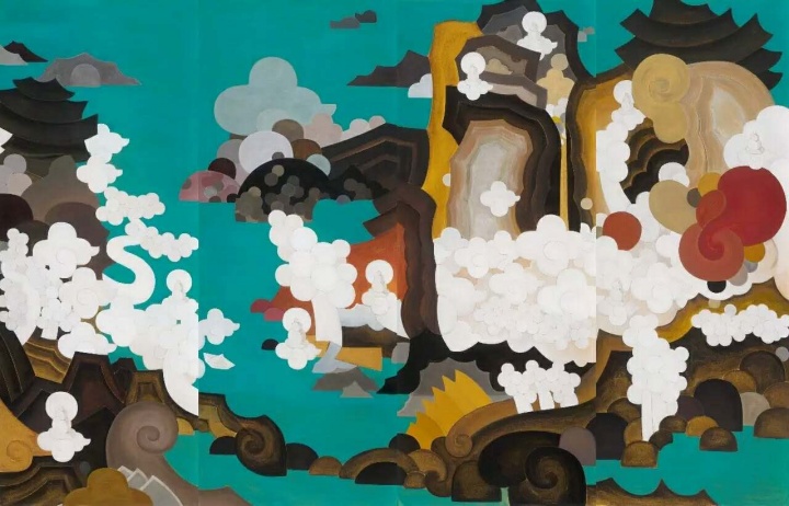 王鑒為 《逍遙游》 261x412cm 紙本水墨、丙烯、 鉛筆 2017
