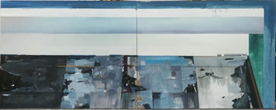 廖斐《材質(zhì)No.5 》140×110cm×2 布面油畫 2017
