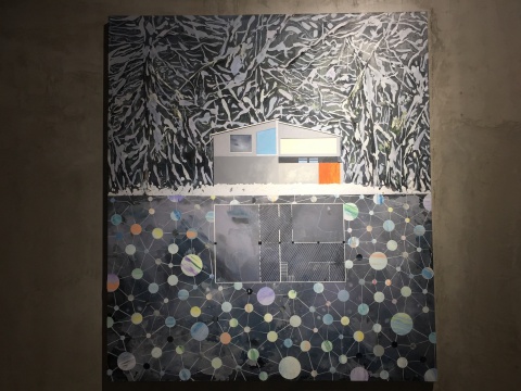 《湖邊工作室-正面-冬》 150×170cm 布面油畫(huà) 2016
