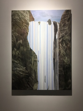 《懸崖瀑布》 90×120cm 布面油畫(huà) 2016
